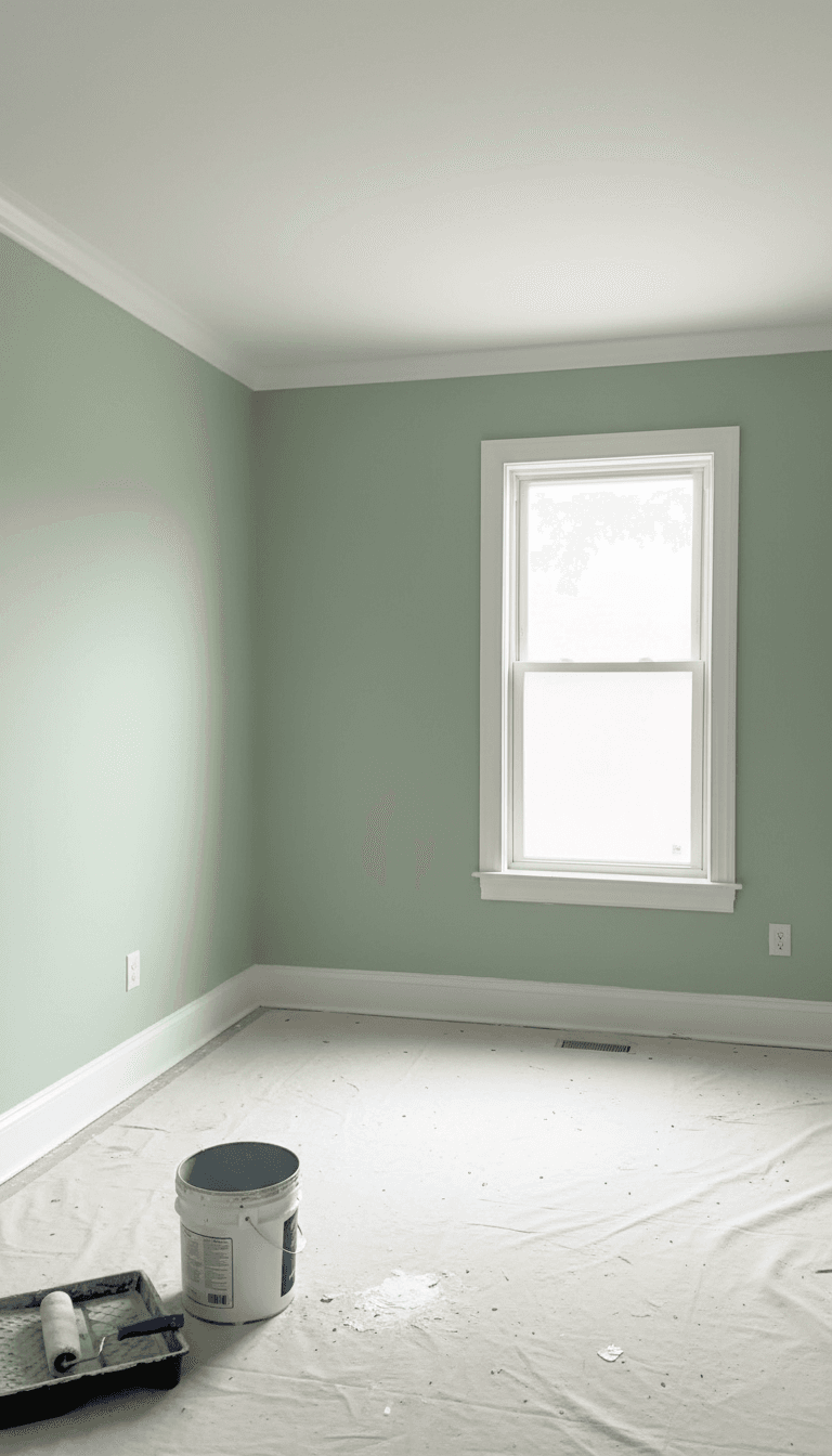 Interior painting finished with crisp trim and even wall color